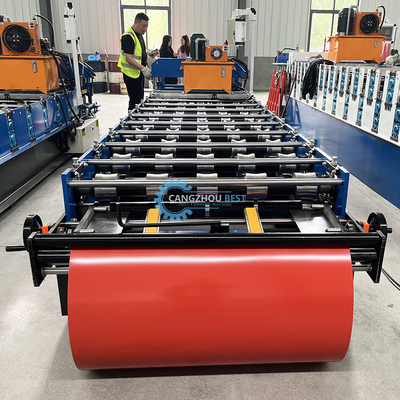 Gi 900mm কার্যকর প্রস্থ ইস্পাত প্রোফাইল ইব্র ছাদ শীট রোল গঠন মেশিন নির্মাণের জন্য