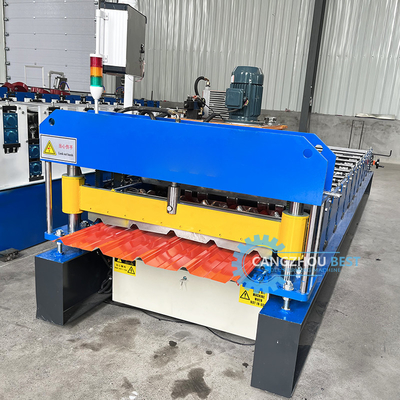 Gi 900mm কার্যকর প্রস্থ ইস্পাত প্রোফাইল ইব্র ছাদ শীট রোল গঠন মেশিন নির্মাণের জন্য