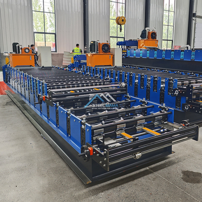 হাইড্রোলিক পাওয়ার 5.5kw রঙিন ছাদ ডাবল স্তর আইবিআর করুগেটেড টাইল রোল ফর্মিং মেশিন