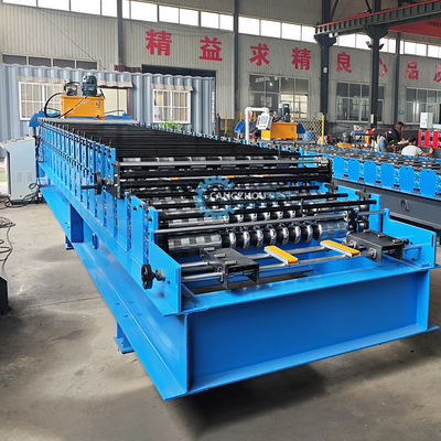 হাইড্রোলিক কাটিয়া 5.5kw গ্যালভানাইজড স্টিল ডাবল স্তর ছাদ প্যানেল প্রোফাইল রোল গঠন মেশিন