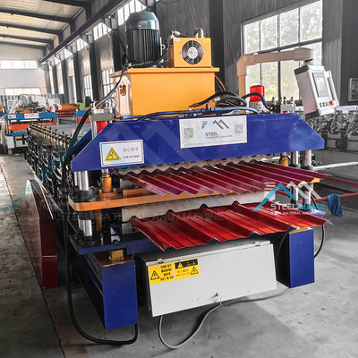 ডাবল স্তর ইস্পাত ছাদ রোল গঠন মেশিন 5.5 KW শক্তি এবং 15-16 স্টেশন সঙ্গে