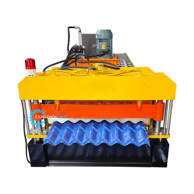 ব্রাজিল উপাদান বেধ 0.3-0.8mm রোল গঠন মেশিন ধাতু ইস্পাত ছাদ টাইলস তৈরীর জলবাহী কাটা