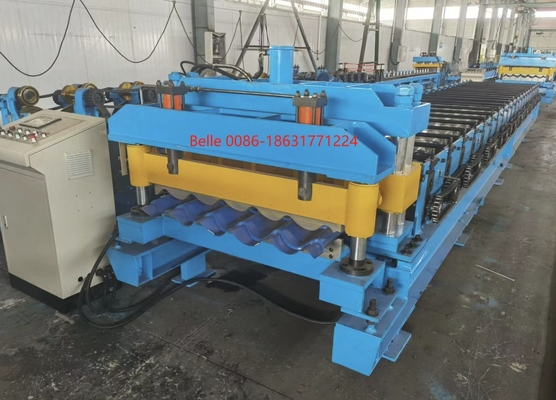 3.5T মেটাল ছাদ টাইল রোল গঠন মেশিন সঙ্গে 9-11 সারি রোলার Cr12 কাটিং ব্লেড