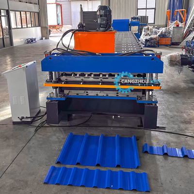 ডাবল স্তর ইস্পাত corrugated&amp; Trapezadial রঙ ইস্পাত ছাদ শীট রোল গঠন মেশিন