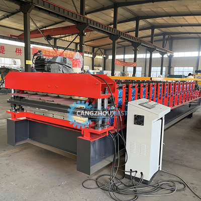 0.25-0.6mm উপাদান বেধ 5.5×1.4×1.5m ডাবল লেয়ার গঠনের মেশিন 8-12m/min গঠনের গতি